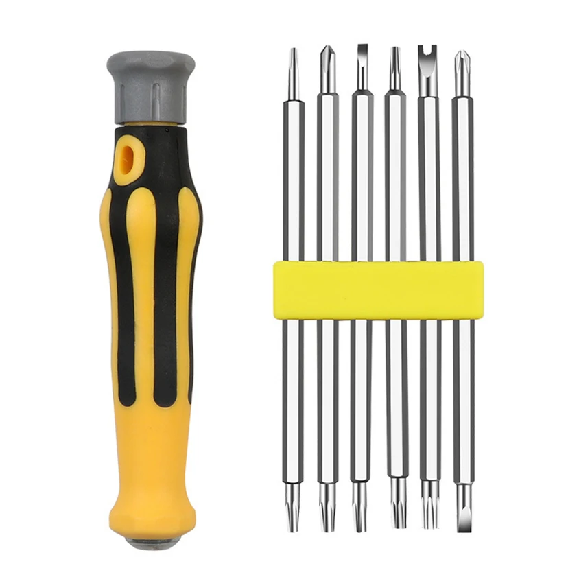 Strong magnetic 6-in-1 triangular head multifunctional household screws