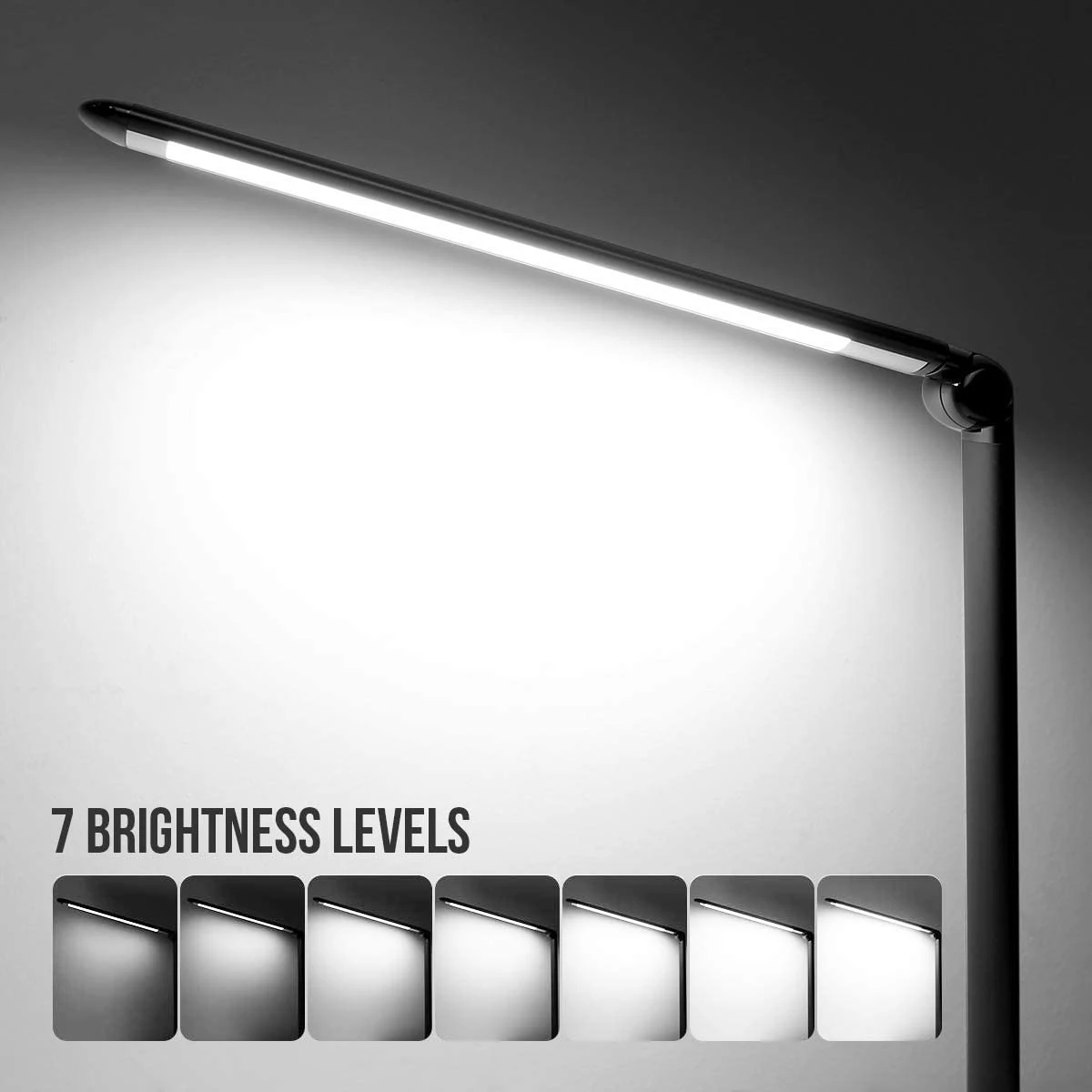 
Dimmable LED Desk Lamp Office Table Lamp for Reading, Study, Computer Work and More (Black) 