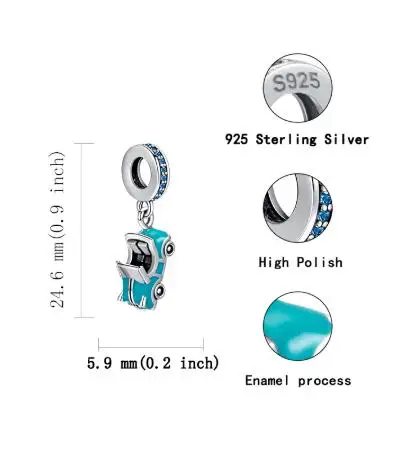 Бусины-шармы из серебра 925 пробы с эмалью для изготовления украшений