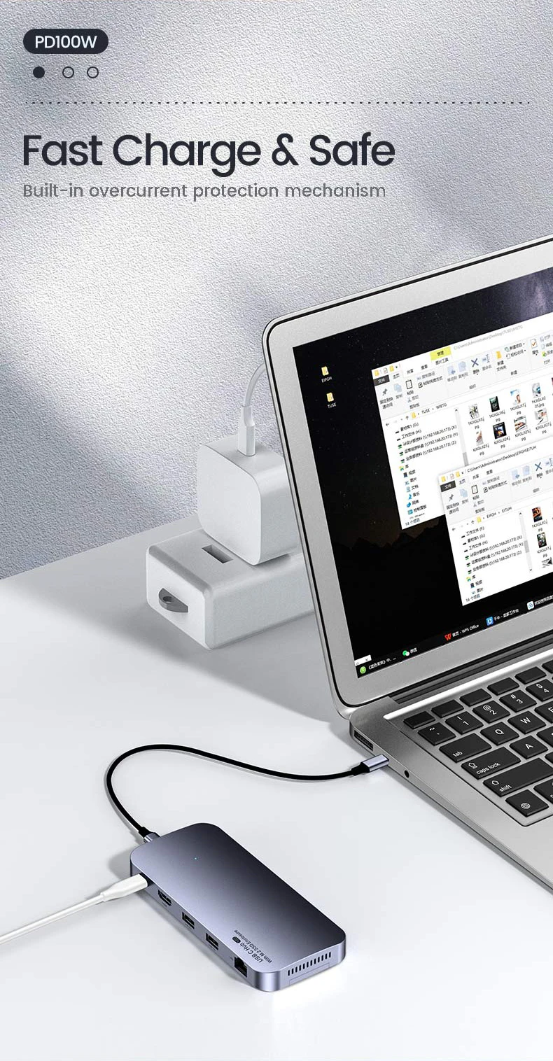 Factory Price USB C HUB Aluminum Enclosure for M.2 NVMe SSD USB 3.1 Audio PD  Hard Drive Enclosure Adapter