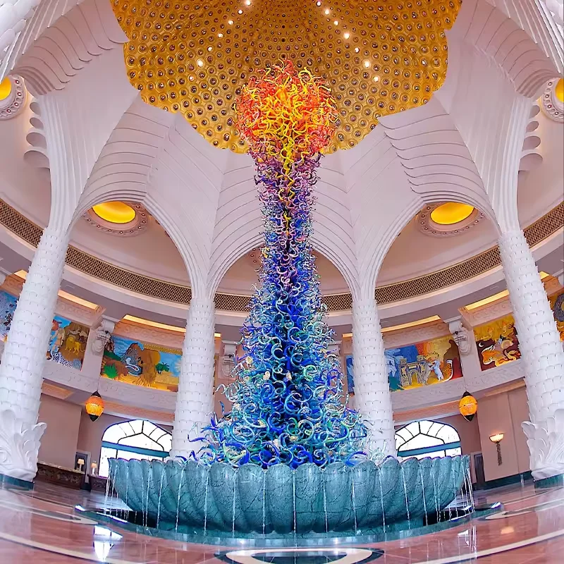 Modern Hotel Lobby Villa Decoration Pendant Light Custom Large Project Led Glass Chandelier