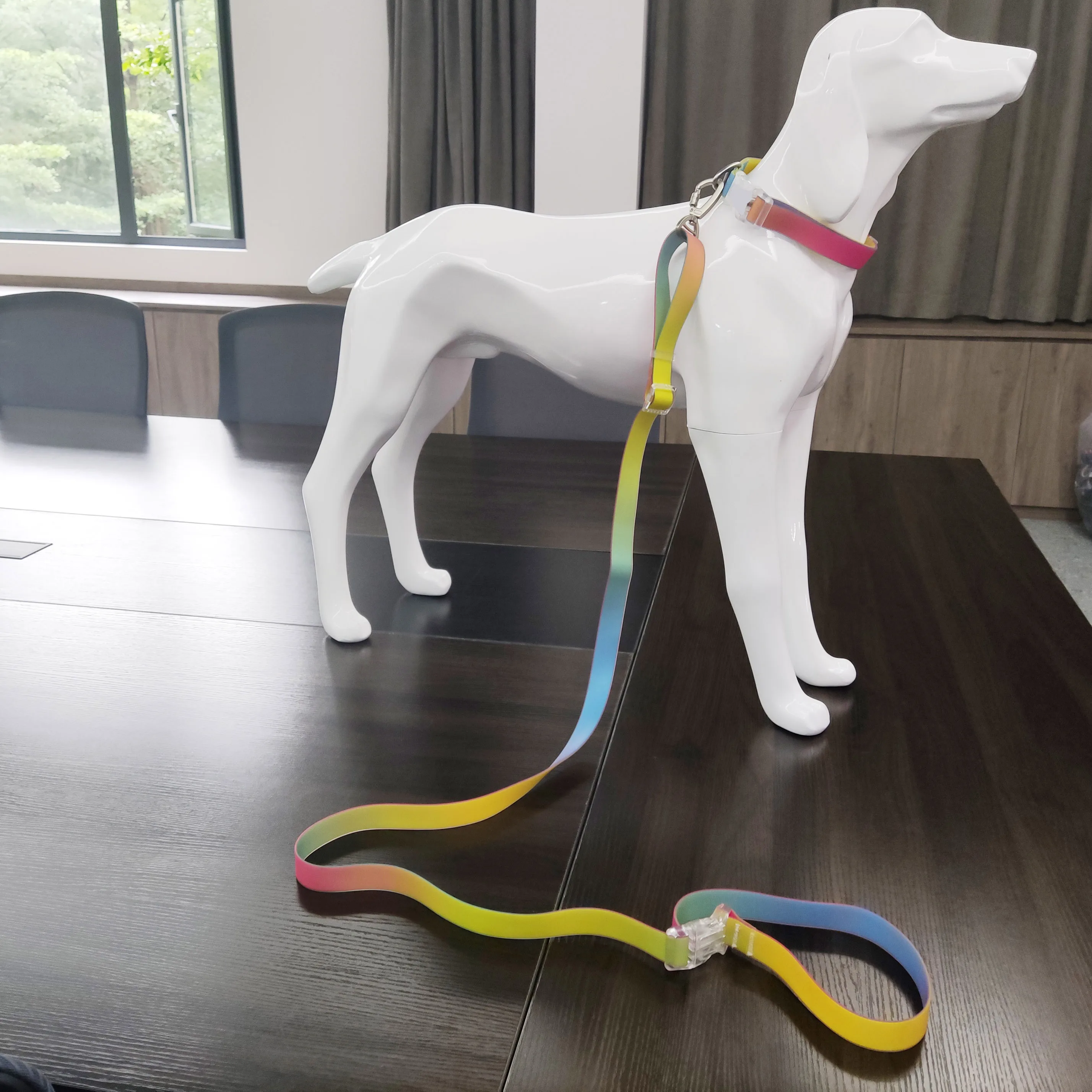 Customized fashion silicone TPU PVC Waterproof multifunctional dog leash and collar with heat transfer logo