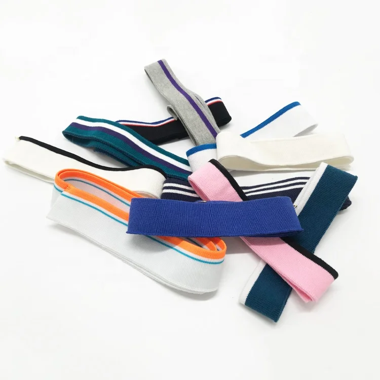 
Yarn Dyed Solid Colors Plain Stripped Secondary Colour 16 Needle Polyester Spandex Rib Knit Cuffs For Clothing Accessories 