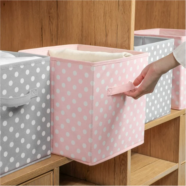Non-woven organizing storage box closet drawer square fabric foldable lidless storage box home supplies