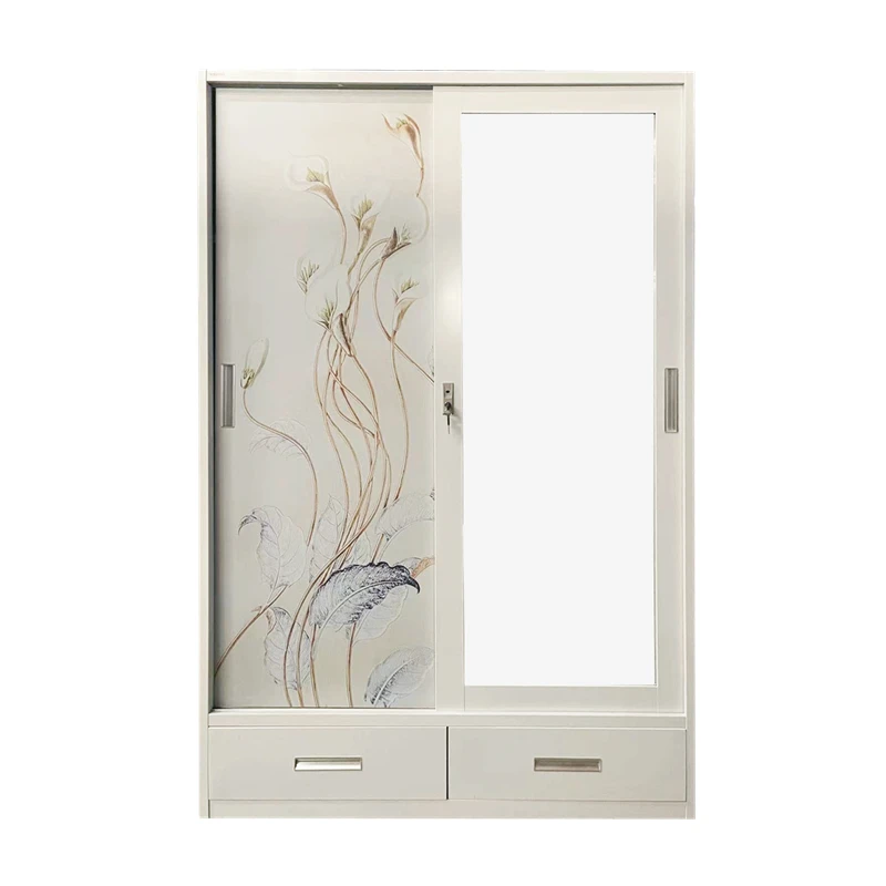 steel bedroom sliding doors wardrobe metal clothes cupboard