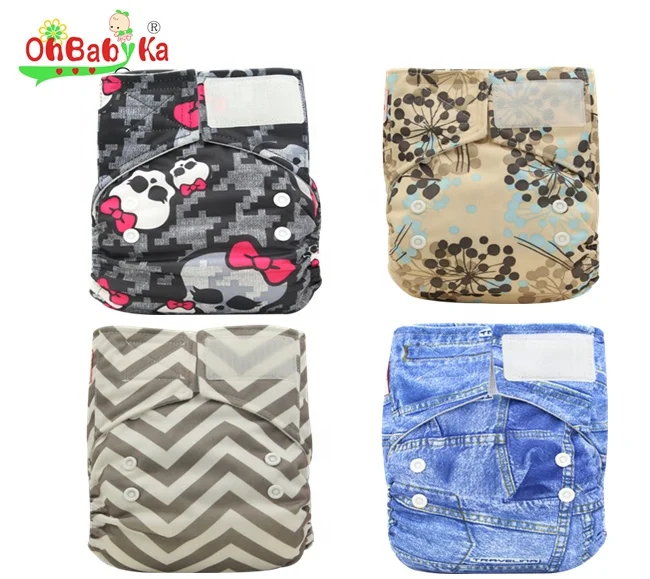 Ohbabyka Cloth Nappy Double Gussets Suede Reusable Cotton Boys And Girls Ecological Cloth Diapers Nappies
