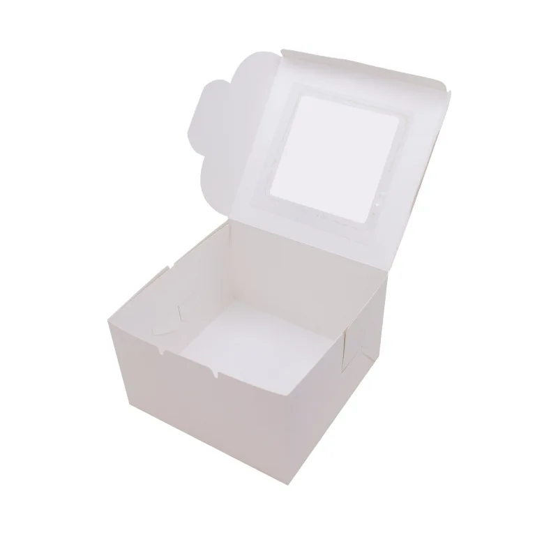 10x10x5 Inches Square Cake Boxes with Window White kraft Paper Cardboard Bakery gift Box