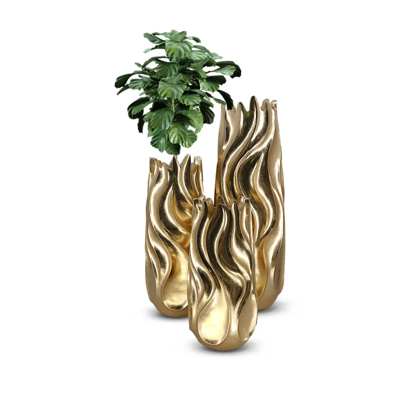 60/80/100cm Large Gold Vases for Flowers Home Decor Luxury Vase Factory Direct Supply Tall Floor Golden Vase