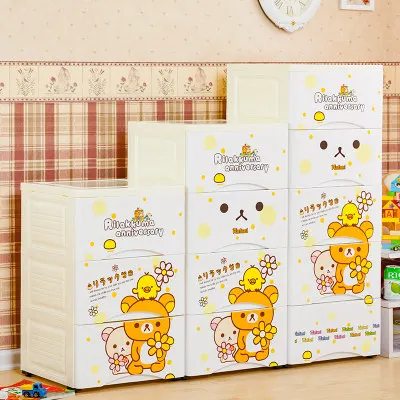 Cartoon Design Storage Drawer Foldable Plastic Cabinet Baby Cupboard Wardrobe for Clothes