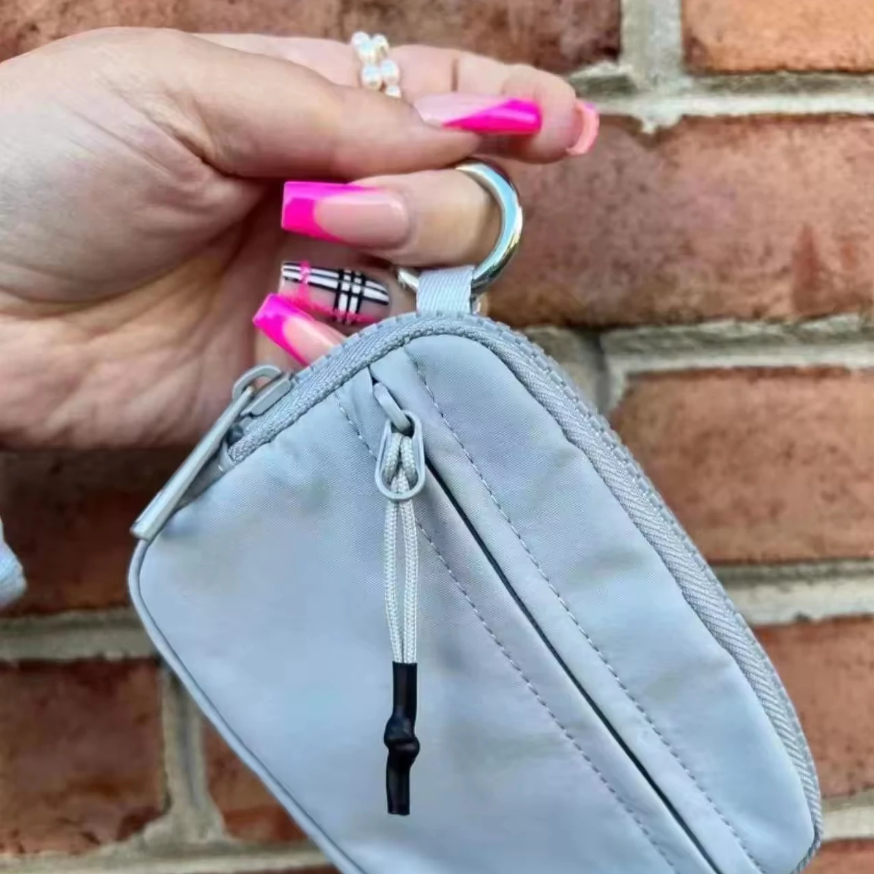 Custom Key Bag Women Dual Pouch portable Card Purse Coin Purse Mini Pouch Change Wallet with Keychain Ring Holder