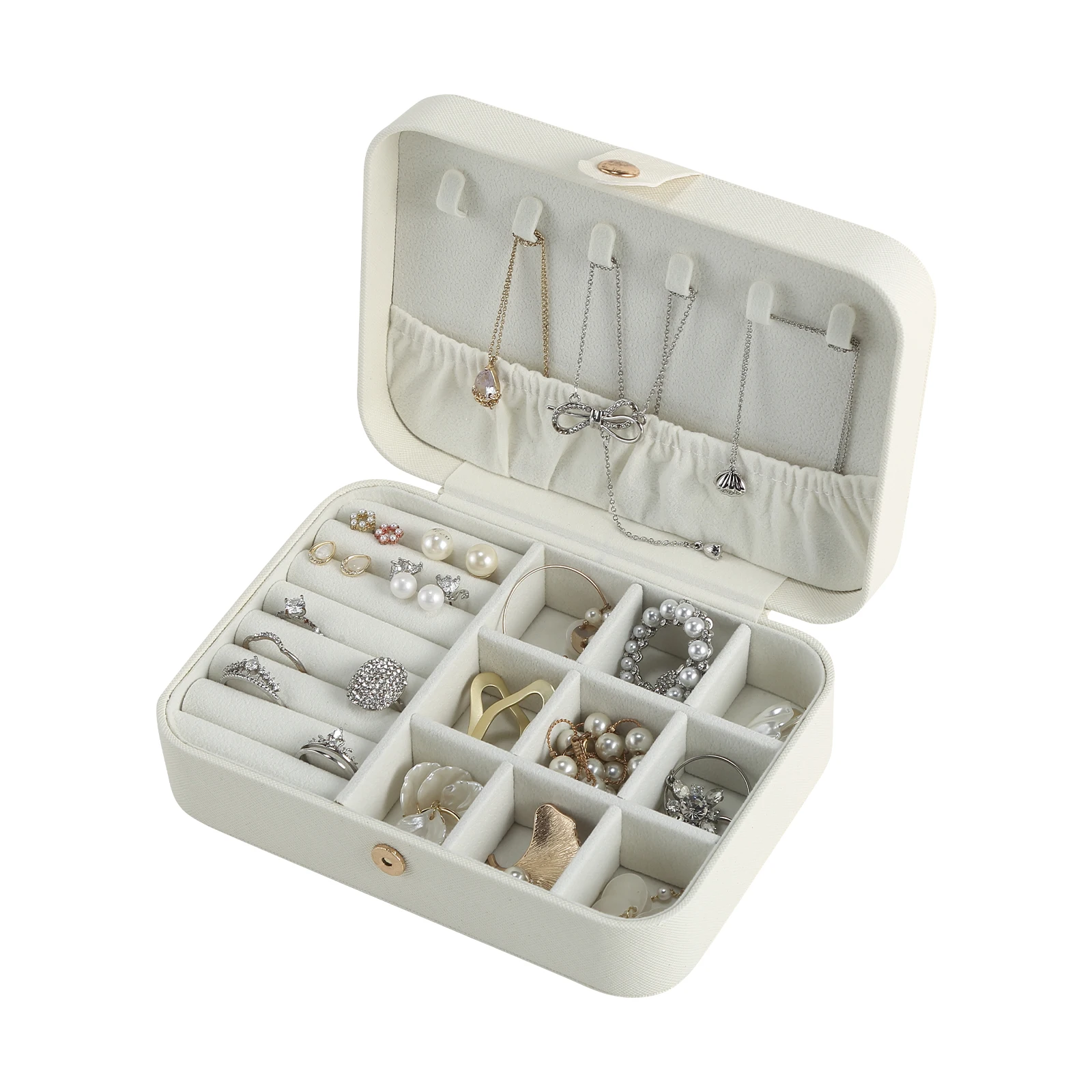 Wholesale Custom Logo Small PU Leather Jewelry Box Blue Travel Jewellery Necklace Ring Earring Jewellery Organizer Girl Gift