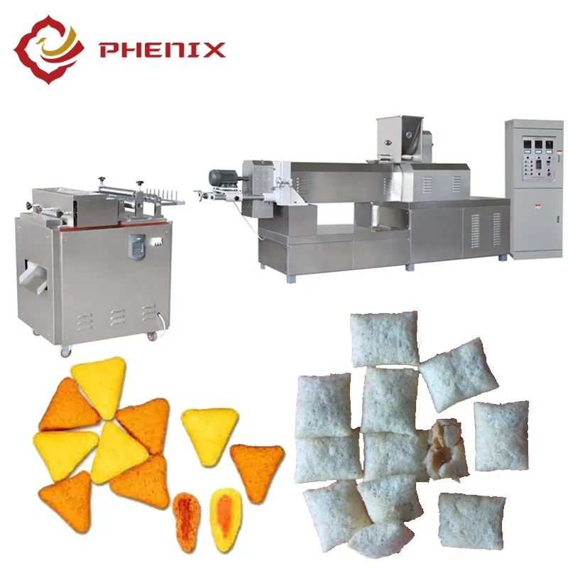 Corn Puffed Snack Food Making Machinery / Chocolate Filled Puff Snack Making Plant Twin Screw Extruder For Corn Snack Food