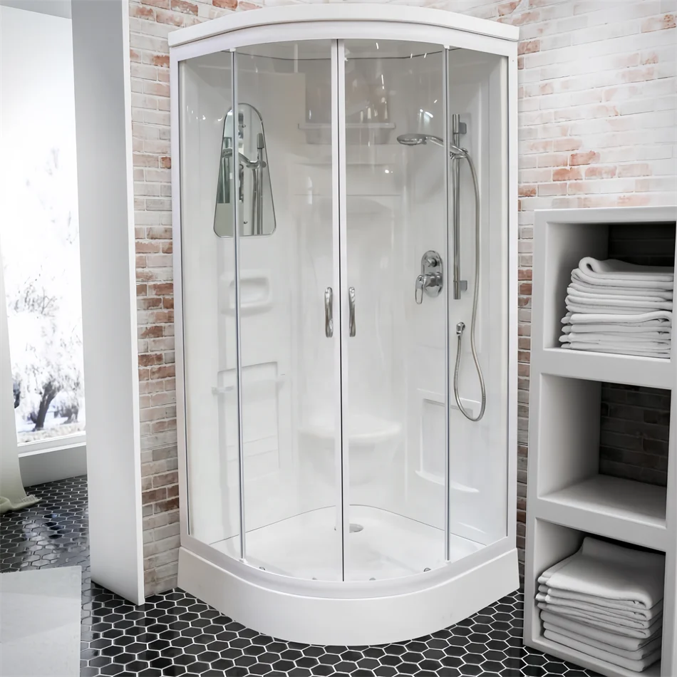 Oumeiga Modern Easy Fit Glass Slide Door Shower Room Shower Cabin with 15cm Shower Tray