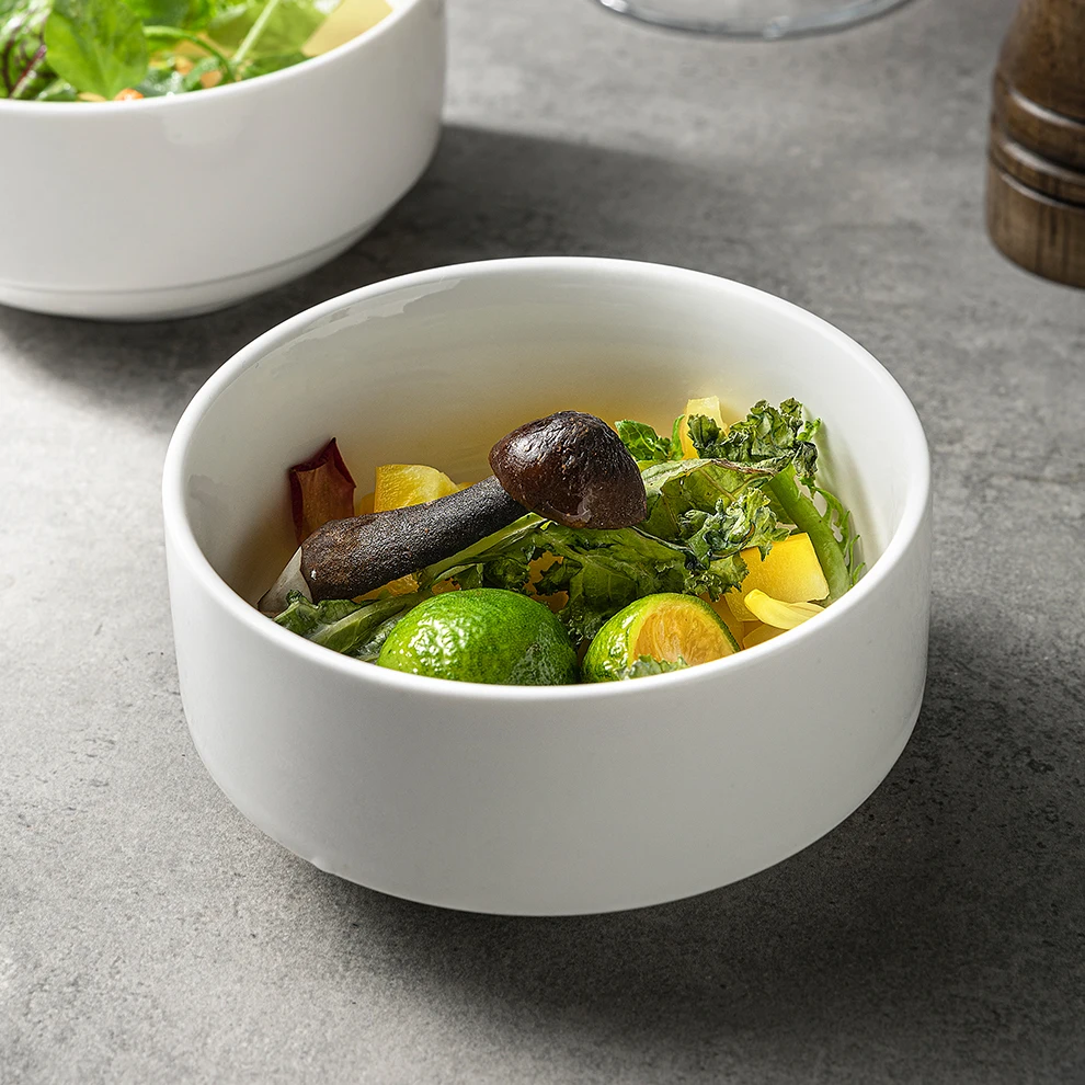 Jiujiuju минималистичный логотип на заказ, яркие белые фарфоровые чаши для ресторана, отеля, буфет, завтрак, керамическая печь, белая многослойная чаша