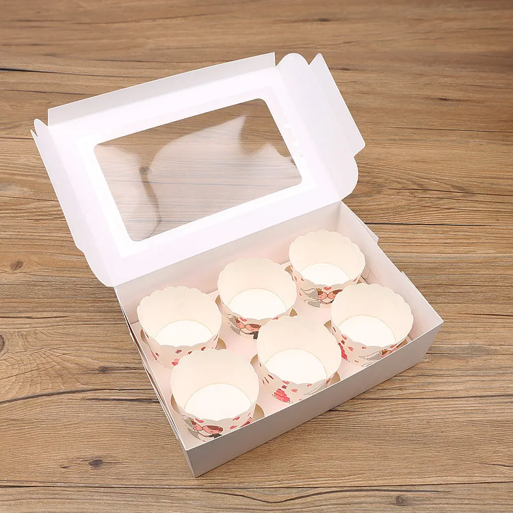 Hotselling Cheap Paper Boxes Unique Elegant Folding Mini Packaging Food Grade Kraft Paper Cake Packaging Box PVC Window