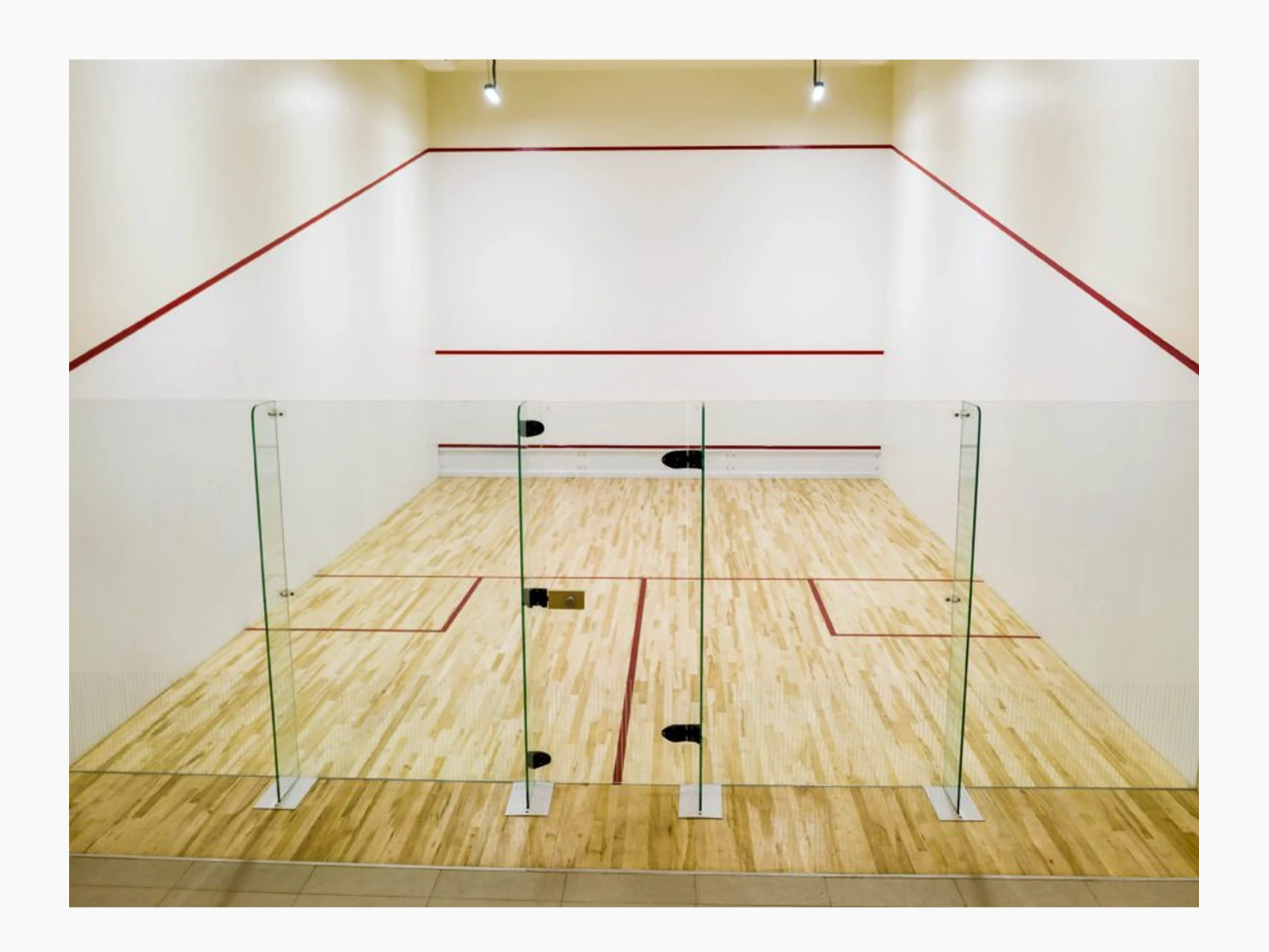 Hot sales Squash Glass indoor  Court With lamps and wood floor Squash