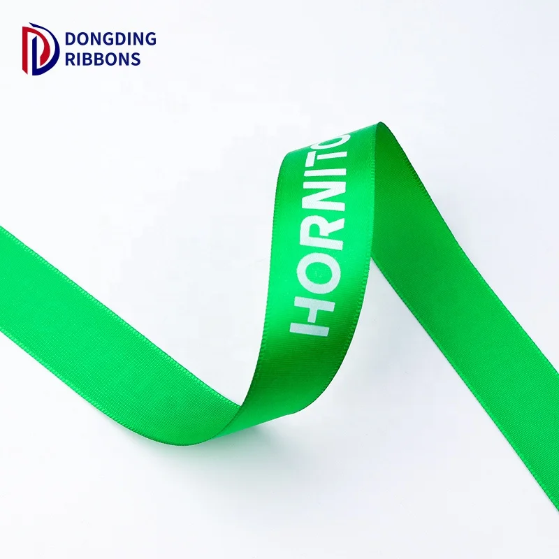 Wholesale Custom Logo Personalized 1 inch Green Box Wrapping Decoration Ink Printed Ribbon for Gift Flower