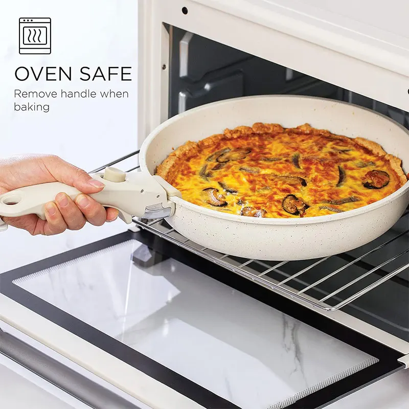 Nonstick Cookware Detachable/Removable Handle 10pcs Kitchen Induction Aluminium Granite Pots and Pans Set Oven Safe