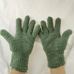 New coral velvet gloves, knitted polyester, warm and thickened, divided into outdoor Unisex