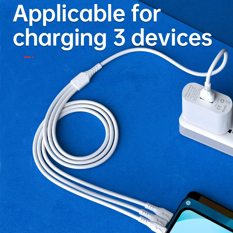 2022 Newest Liquid Silicone Fast Charging Cable 3 in 1 USB  data cable Type C Data Transfer 6 Colors in stock