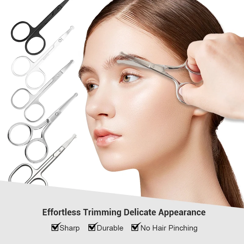 Safety Rounded Blunt Tip Nose Hair Scissor Stainless Steel Eyebrow Scissors Facial Hair Trimming Scissors For Men Women