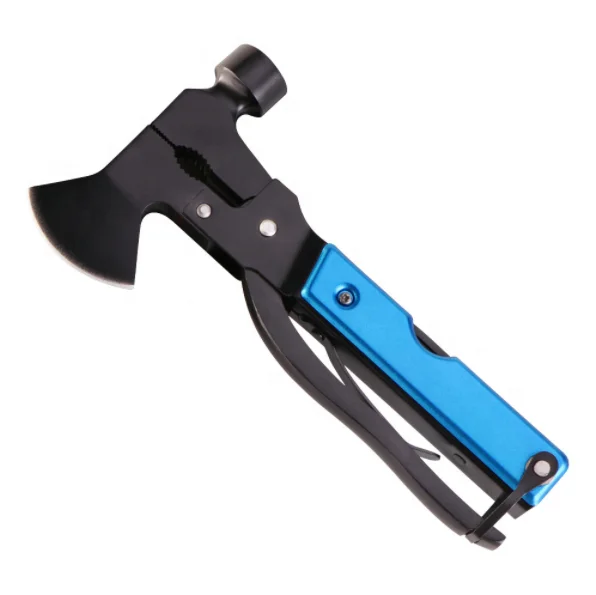 High quality 15 in 1 combination tool set stainless steel aluminum alloy handle hammer axe outdoor camping tool