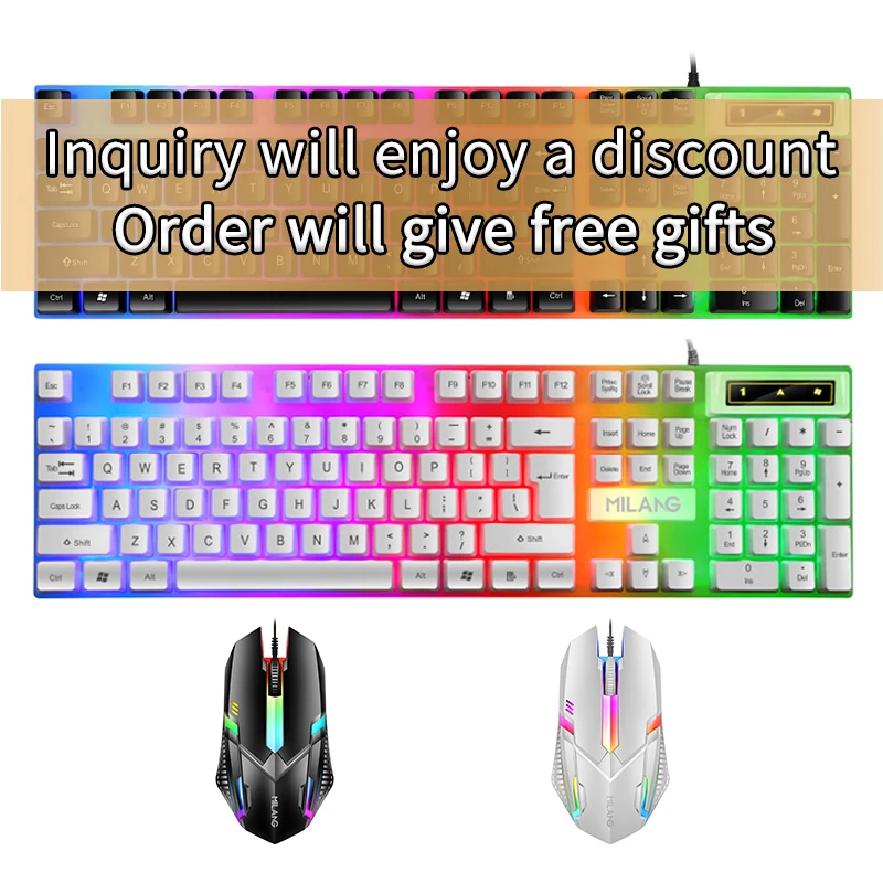 Популярный Настольный компьютер T6, 104 клавиш, Игровой манипулятор, чувствительный светящийся клавиатура и мышь