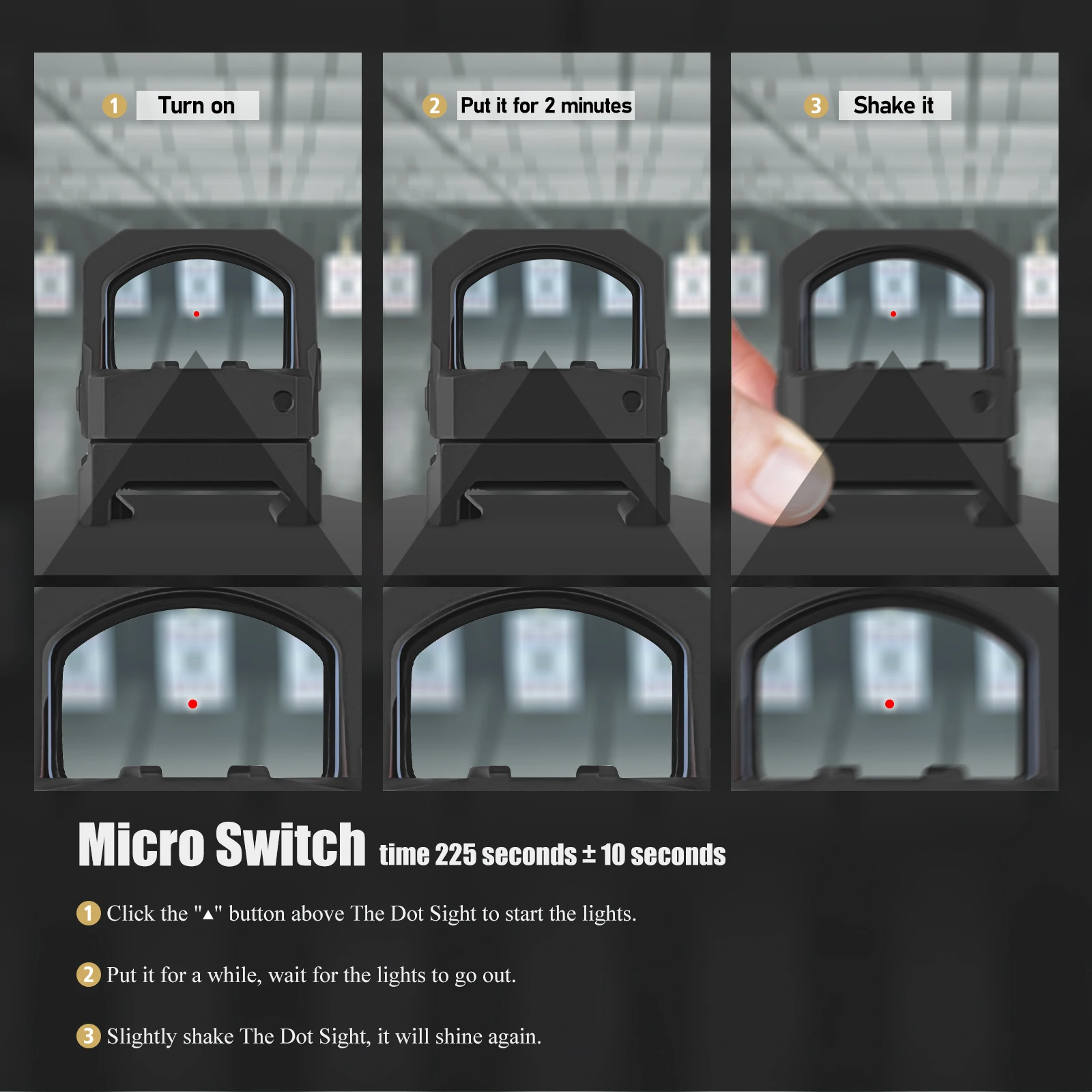 IPX7 Shake and Wake Sensor 1500G Shockproof Tactical OEM Holographic Red Dot Reflex Sight