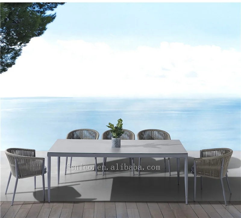 2019 hot sale rope designer aluminium bistro hotel outdoor garden chair rope chair