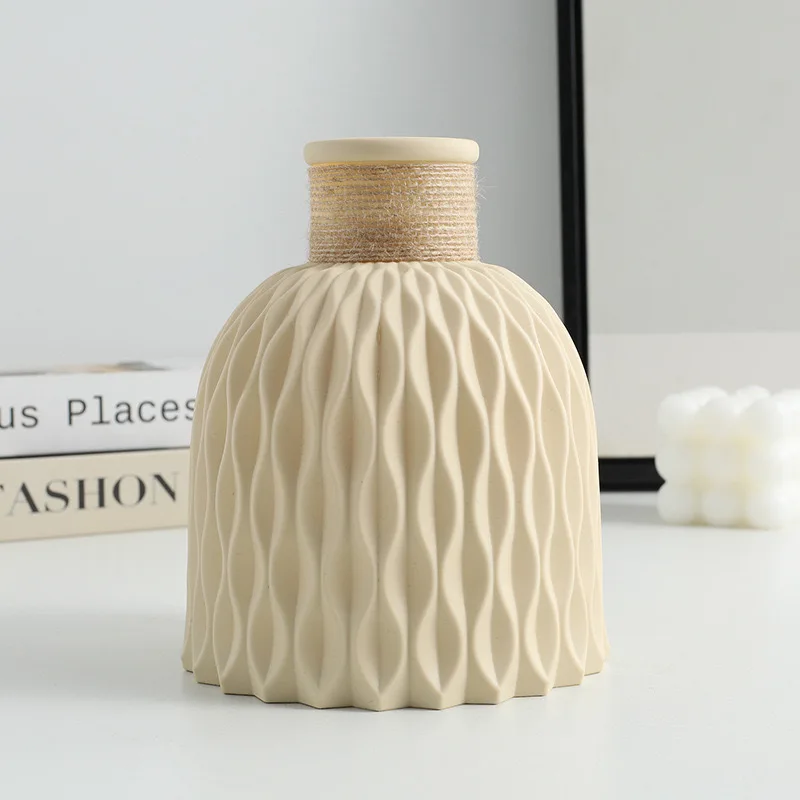 Modern creative simple style plastic decorative pots vase home table small fresh decoration Water ripple vase decoration