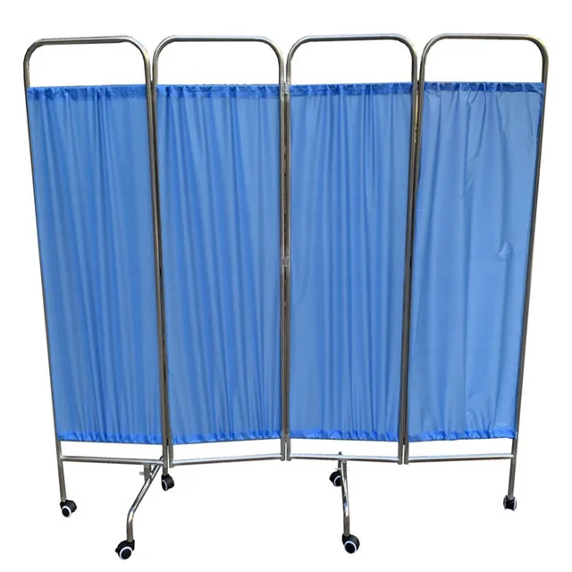 Foldable Hospital Stainless Steel Ward Screen Hospital 4 folds medical screen