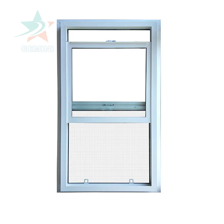 Hot Sale Pvc/Upvc Single Hung Window Factory Lift Up Hung Vinyl Hurricane Windows With Tempered Clear Glass