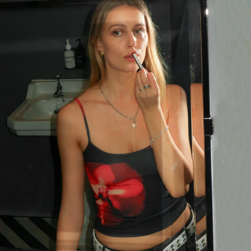 New Trends European And American Style Hot Selling Women S Wear Summer New Pattern Print Sexy Slim Fit Midriff Baring Cam