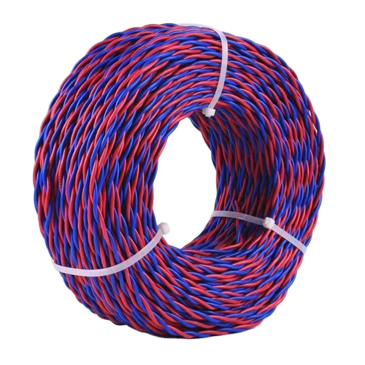 2 core RVS cable 450/750V Coprer 0.5 0.75 1 1.5 2.5 mm PVC insulated Soft strand fire protection system used