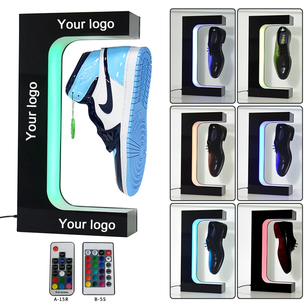 Shoes Store  Levitating Floating Sneaker Stand Shoe Levitation Rotating Display Rack with LED Light