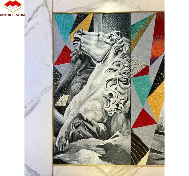 Modern Art Mural Pattern Glass Mosaic Tile for Wall Decoration