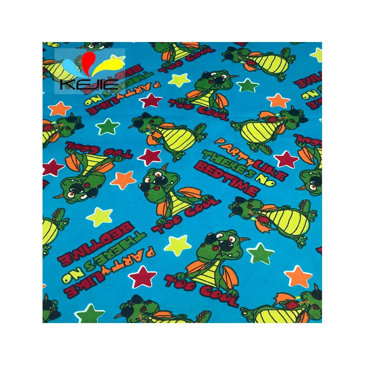 Dinosaur print blue flannel woven fabric wholesale