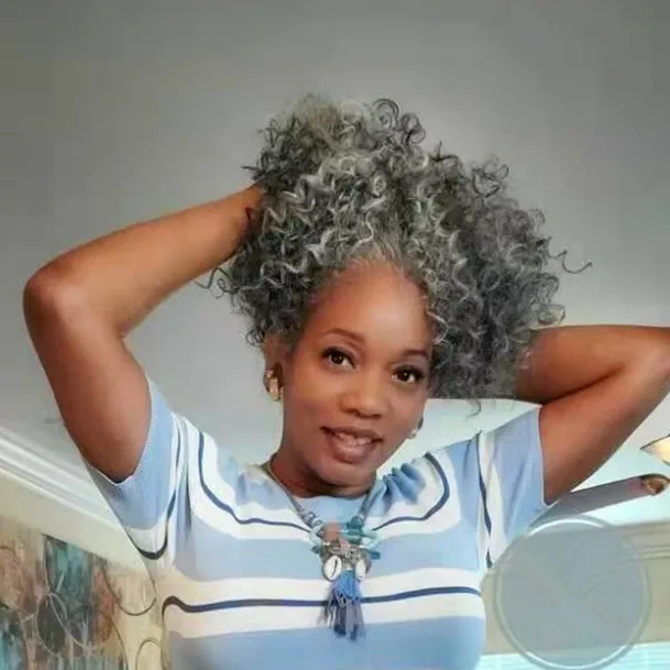 100% Natural virgin hair silk soft brazilian hair extension grey human hair weaving ponytail 120g free shipping