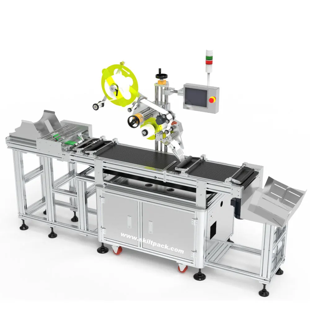Auto Vacuum Foil Bag Top Side Paging Labeling Machine Adhesive Sticker Label Applicator