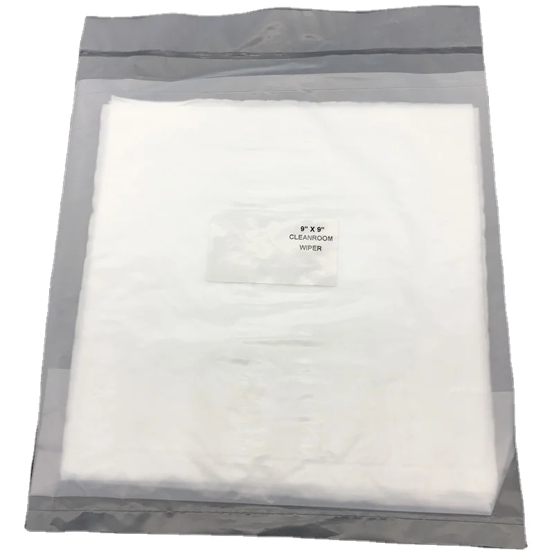 220gsm 9x9Inch class 100 Promotional Microfiber Cleanroom Wipers White Dust-free Wiping Cloth