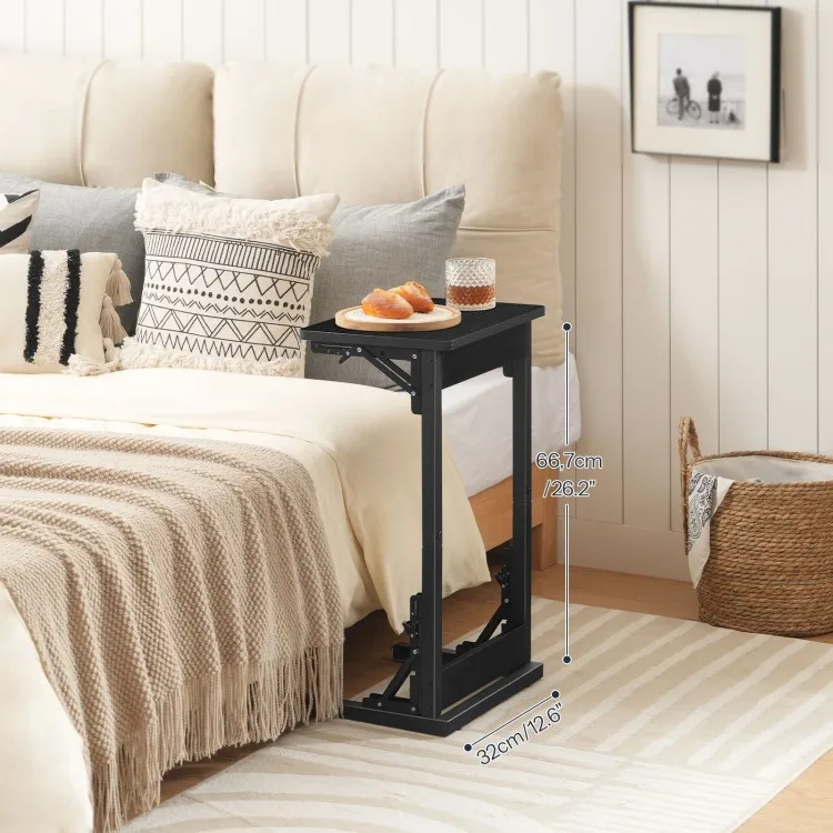 Wholesale Folding C Shaped Side Tables, HOOBRO Brand Extendable C Shape End Table, Expandable Couch TV Tray for Bedroom