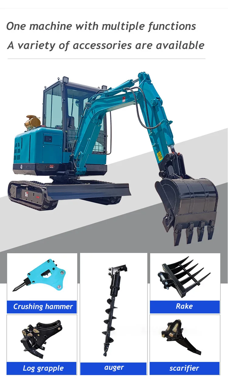 High quality Kubota engine EPA/EURO 5 Chinese mini excavator 1ton 2.5 T 3.5 ton cabin mini digger excavator