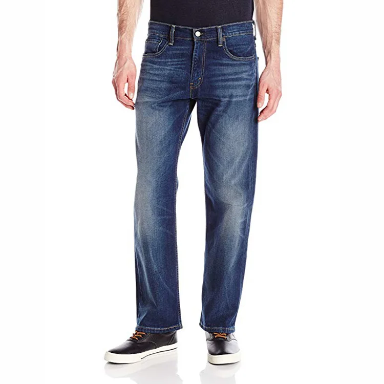 China factory custom wholesale private label loose straight fit jeans for men