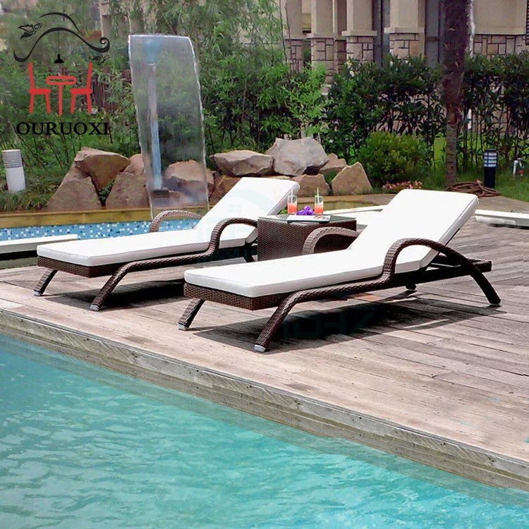 Waterproof Swimming Pool Rattan Chair Chair Sun Lounger Furniture Beach Sunbed