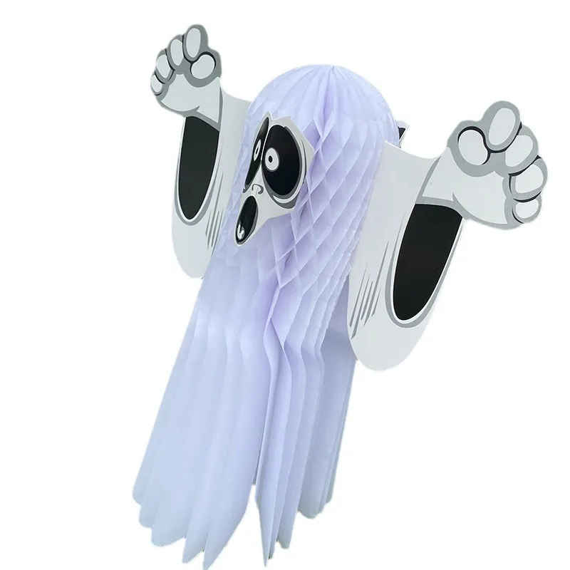 Wholesale new cross-border paper ghost Halloween floating ghost paper honeycomb pendant ghost festival decoration props