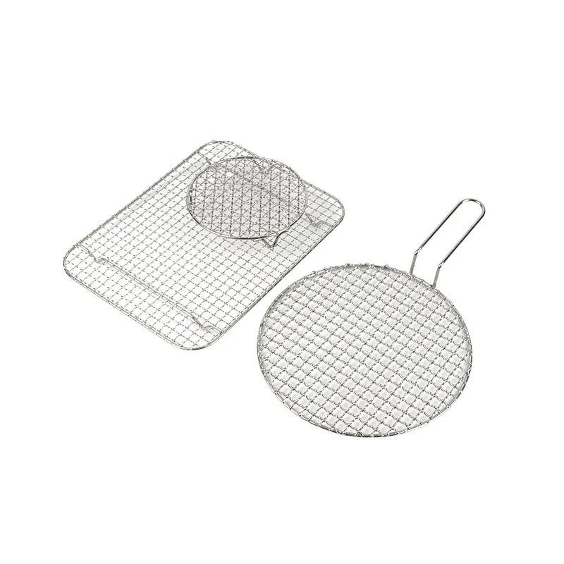 Outdoor charcoal grill oil filter mesh Square grill fish mesh with thickened grill  stainless steel baking bread cooling rack