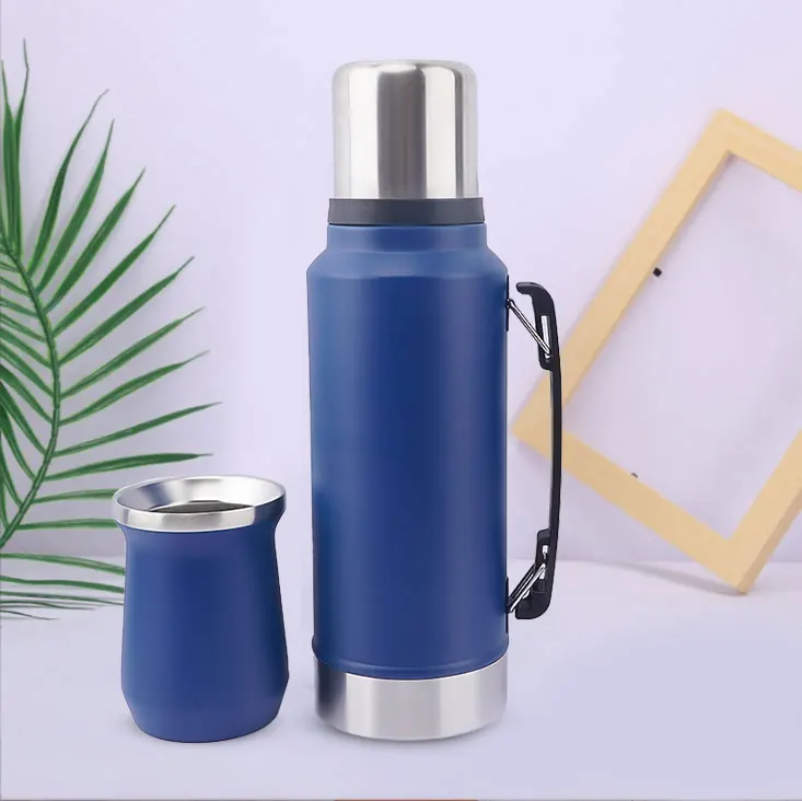 Wholesales 1000mL 1300mL Yerba Mate Tea Gourd Set with Lid Thermos Bottle Bombilla Straw 8oz   yerba mate kit