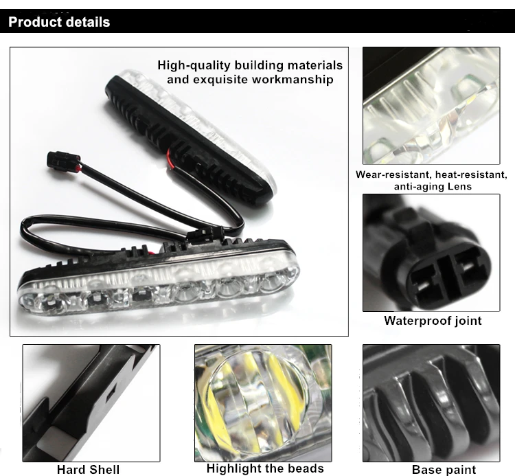 Auto 6 Led Daytime Running Lights Driving Lamp Universal Fit Led Car Fog Light