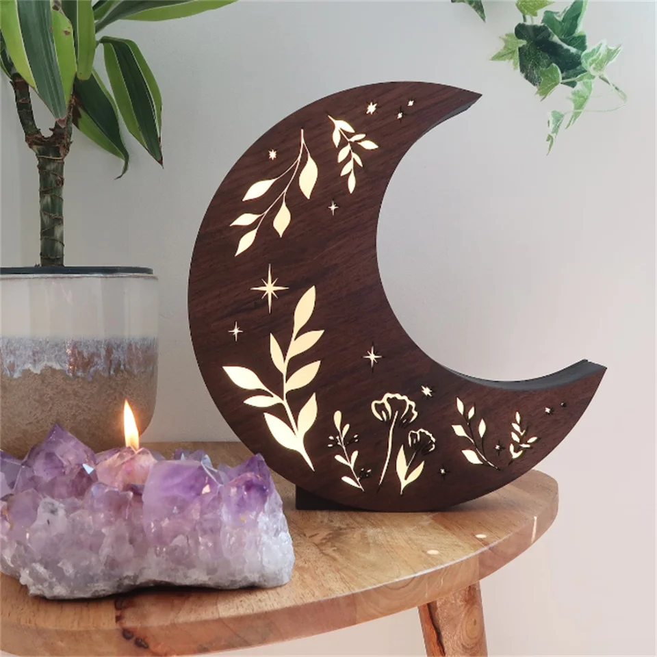 Wooden Moon lamp Moon Night Light Celestial Lamp star christmas wood light for gift