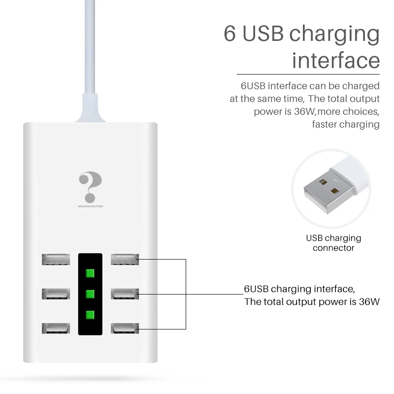 
Multi-function charging 36W power socket adapter safe fast Multi USB led charging cable travel charge butt plugs 